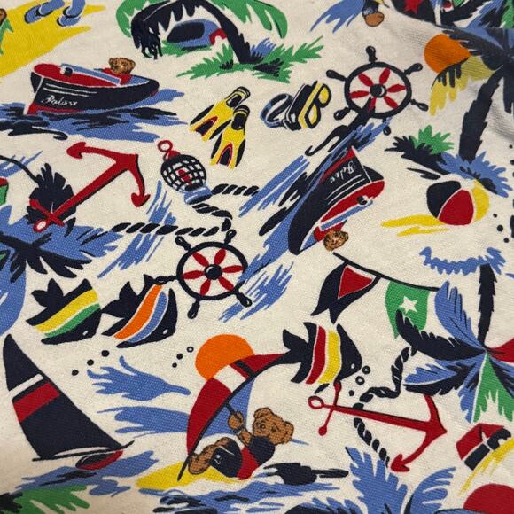 Polo Ralph Lauren Classic Fit Shirt Polo Bear Surf Nautical AOP Size Large - Picture 5 of 8